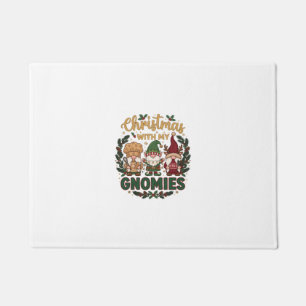 Christmas Gnomies String Lights Candy Cane Doormat