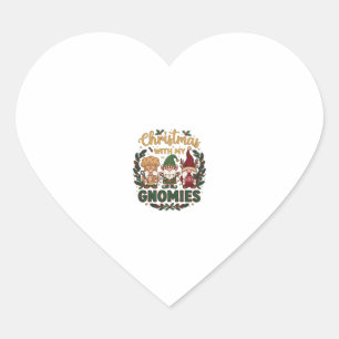 Christmas Gnomies String Lights Candy Cane Heart Sticker