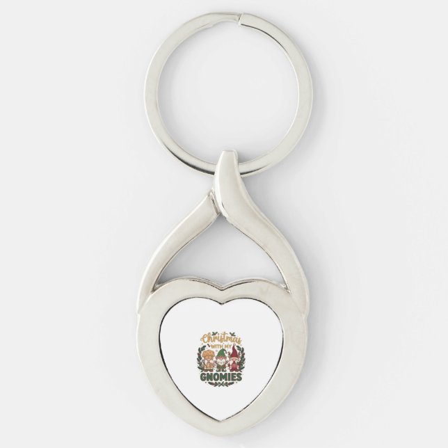 Christmas Gnomies String Lights Candy Cane Keychain (Front)