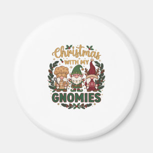 Christmas Gnomies String Lights Candy Cane Magnet