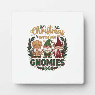 Christmas Gnomies String Lights Candy Cane Plaque