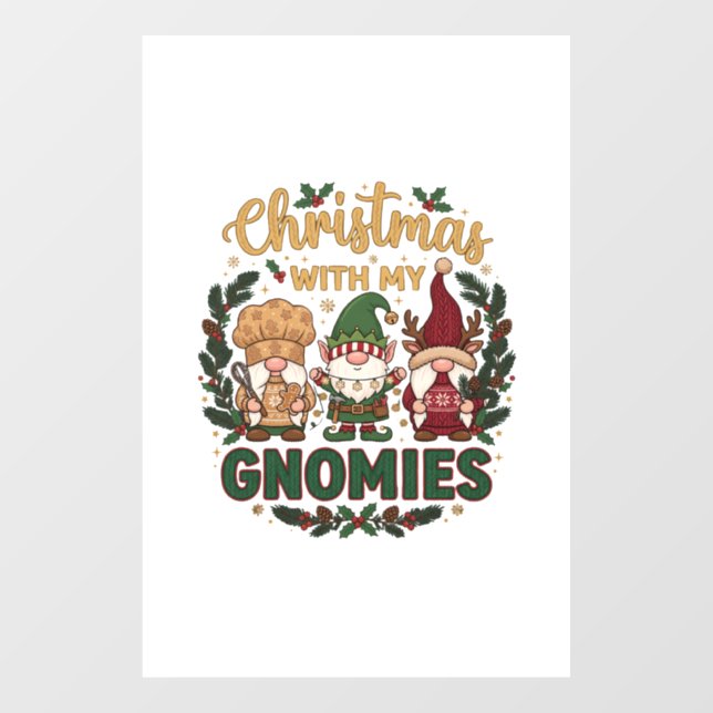 Christmas Gnomies String Lights Candy Cane Window Cling (Sheet)