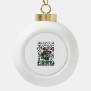 Christmas Go Fishing Fish Santa Hat Lights Ceramic Ball Christmas Ornament