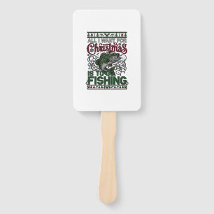 Christmas Go Fishing Fish Santa Hat Lights Hand Fan