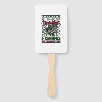Christmas Go Fishing Fish Santa Hat Lights Hand Fan