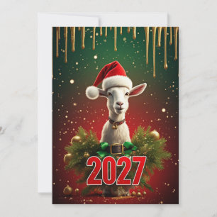 Christmas Goat 2027   Funny Cute Holiday Greeting Invitation
