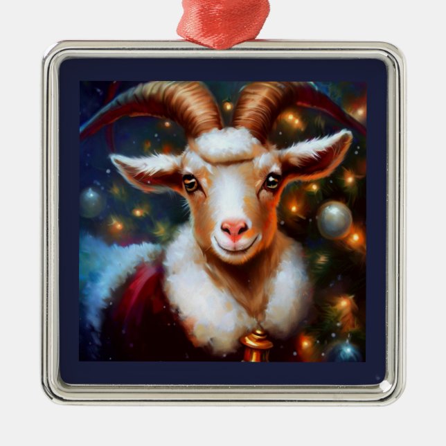 Christmas Goat 4 Metal Ornament (Front)