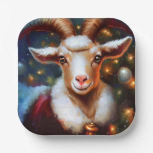 Christmas Goat 4 Paper Plate