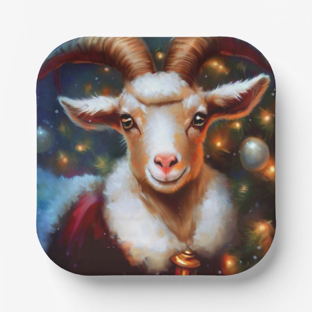 Christmas Goat 4 Paper Plate (Front)