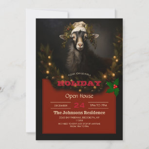 Christmas Goat Christmas Light Invitation