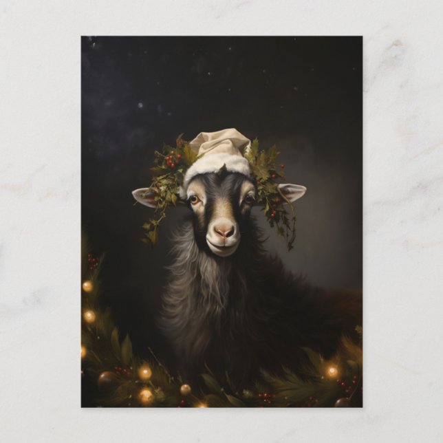 Christmas Goat Christmas Light Postcard (Front)