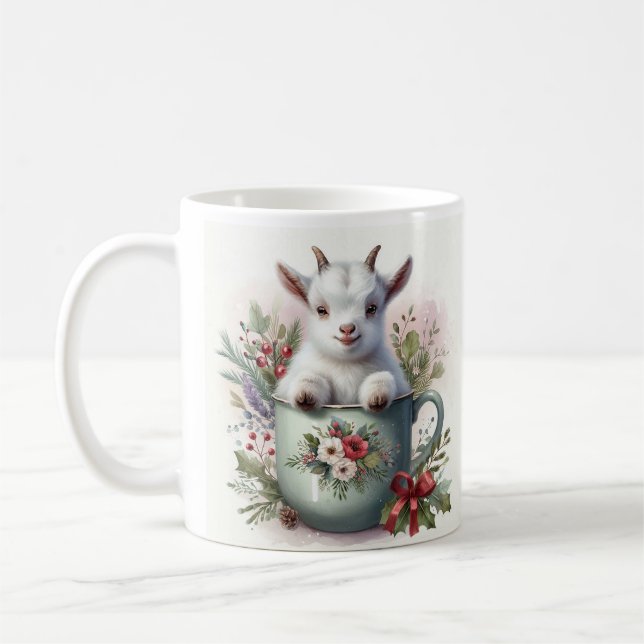 Christmas Goat Coffee Mug (Left)