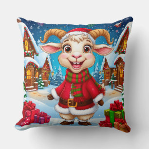 🐐 Christmas Goat Gift For Year Of The Goat 2027  Throw Pillow