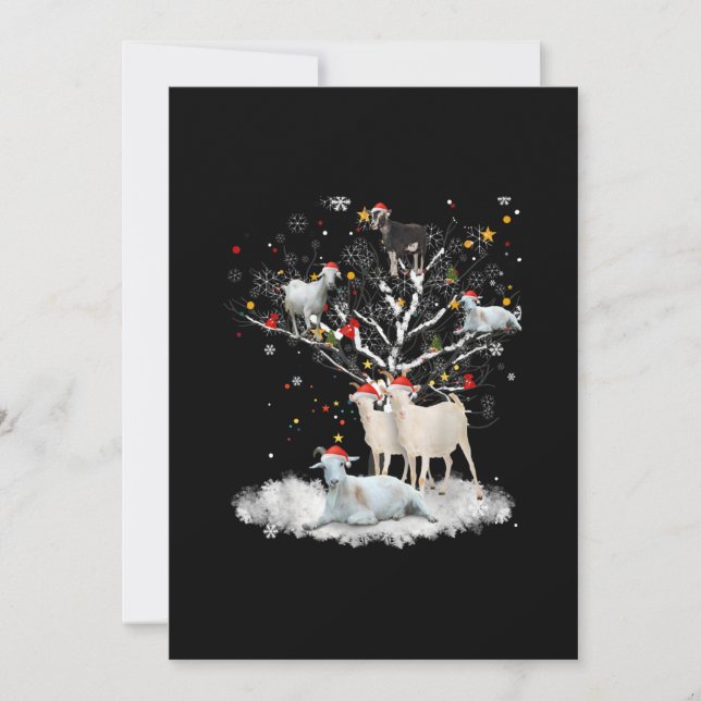 Christmas Goat On Tree Funny Santa Goat Lover Gift Holiday Card