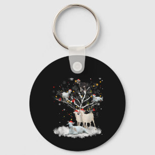 Christmas Goat On Tree Funny Santa Goat Lover Gift Keychain