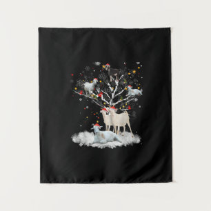 Christmas Goat On Tree Funny Santa Goat Lover Gift Tapestry