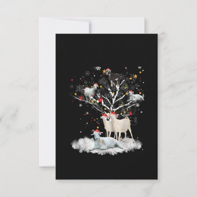 Christmas Goat On Tree Funny Santa Goat Lover Gift Thank You Card (Front)