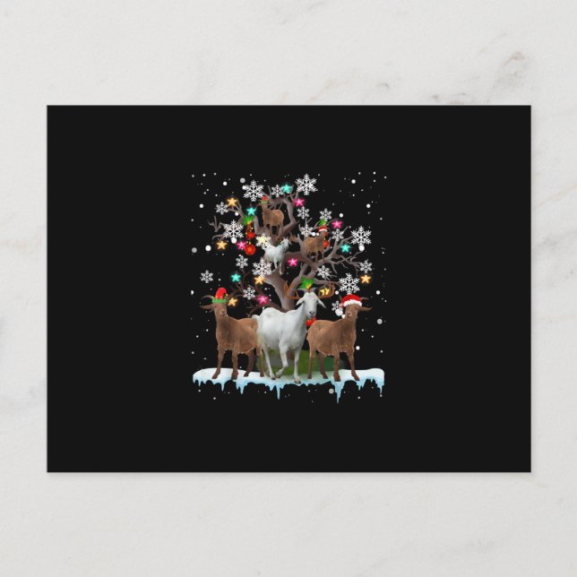 Christmas Goat On Tree Santa Goat Lover Postcard (Front)