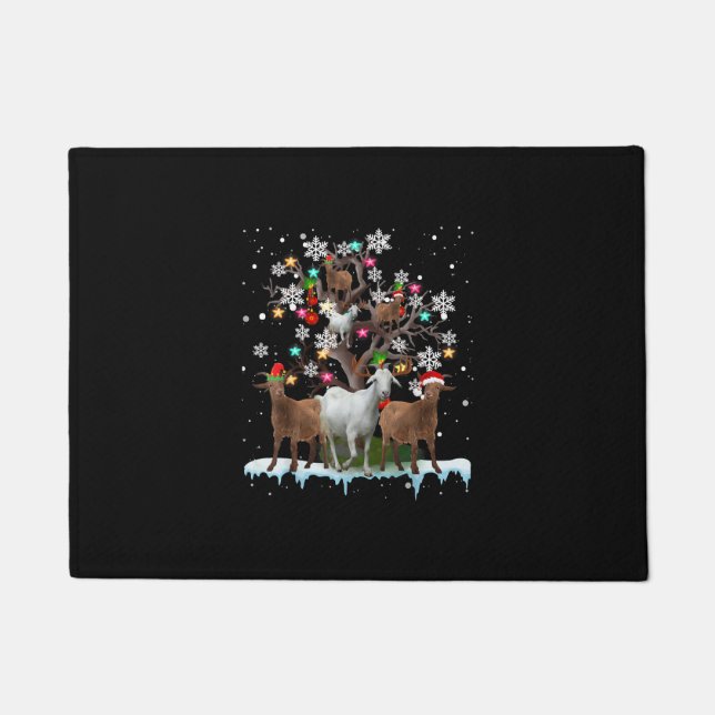 Christmas Goat On Tree Santa Goat Lover's Doormat (Front)