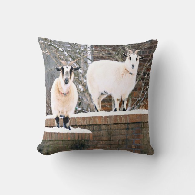 Christmas Goats Throw Pillow (Front)