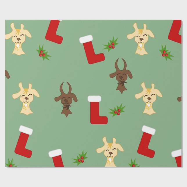 Christmas Goats with Stockings and Mistletoe Funny Wrapping Paper (Flat)