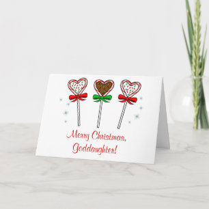 Christmas Goddaughter Three Chocolate Lollipops Holiday Card