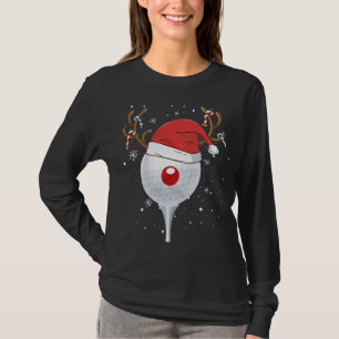 Christmas Goft Reindeer Funny Santa Hat Golf Lover T-Shirt