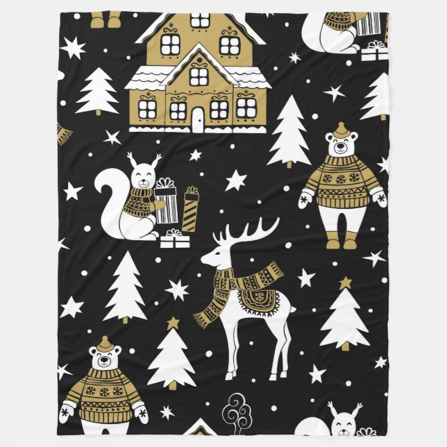 Christmas Gold 60x80 Fleece Blanket (Front)
