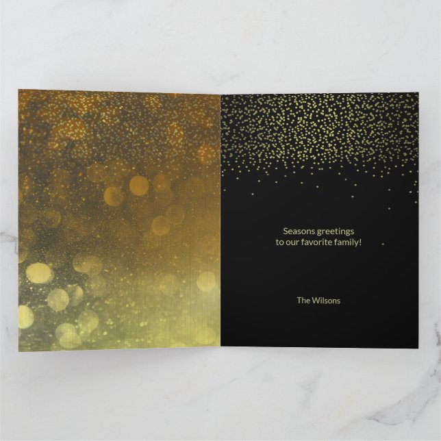 Christmas Gold And Black Sparkling Night Sky Card (Inside)
