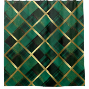 Christmas Gold And Green Plaid Pattern 