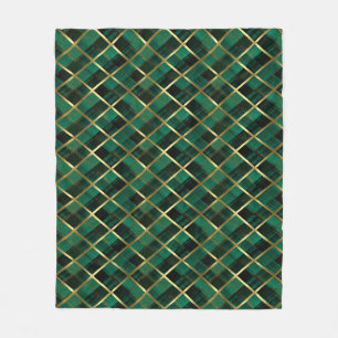 Christmas Gold And Green Plaid Pattern Fleece Blanket