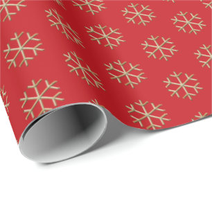 Christmas gold and  red snowflakes pattern elegant wrapping paper