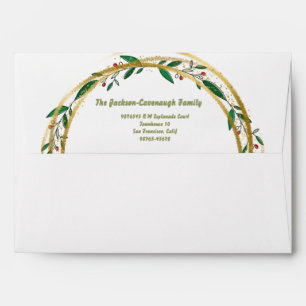 Christmas Gold and Rings with Red & Green Garland Envelope