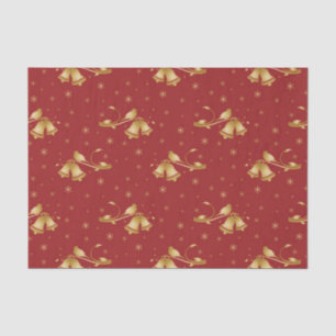 Christmas Gold bells on red pattern Tissue Paper
