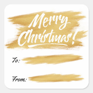 Christmas Gold Brush Stroke Gift Label