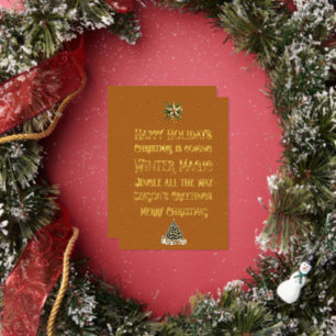 Christmas Gold Color with Gold Word Art Gold Foil Holiday Card