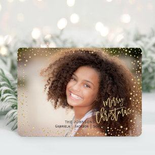 Christmas   Gold Dots   Landscape Photo Card