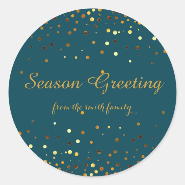 Christmas Gold Faux Glitter Festive Classic Round Sticker (Front)