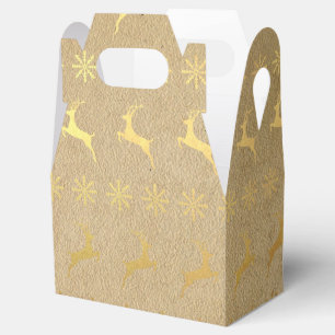 Christmas Gold Foil Reindeer and Snowflake Favor Box