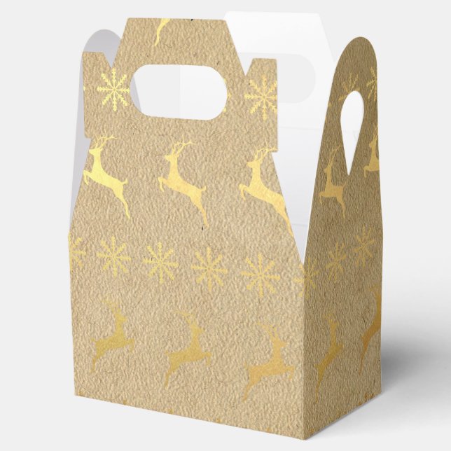 Christmas Gold Foil Reindeer and Snowflake Favor Box (Opened)