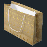 Christmas Gold Foil Reindeer and Snowflake Large Gift Bag<br><div class="desc">Christmas Holiday Rustic Gold Foil Reindeer and Snowflake Pattern on Vintage Kraft Paper Background.</div>