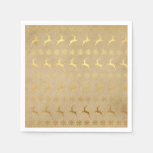 Christmas Gold Foil Reindeer and Snowflake Napkin