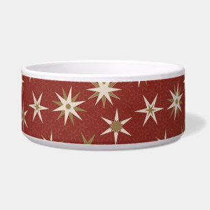 Christmas Gold Geo Stars - on red pattern.