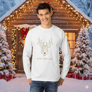 Christmas Gold Geometric Reindeer T-Shirt