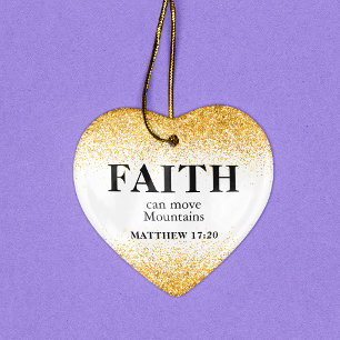  Christmas Gold Glitter Bible Verse Faith Heart Ceramic Ornament