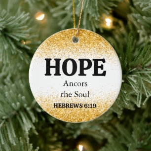  Christmas Gold Glitter Bible Verse Hope  Ceramic  Ornament