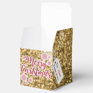 Christmas Gold Glitter Holiday Favor Box