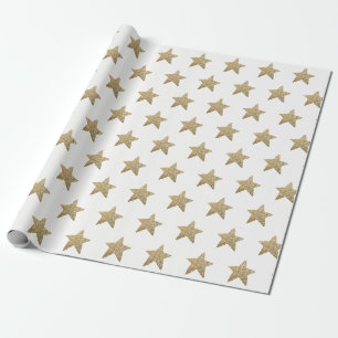Christmas Gold Glitter Stars Gift Wrapping Paper