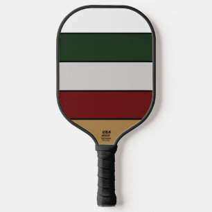 Christmas Gold Green Red Silver And White Stripes  Pickleball Paddle