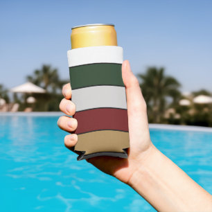 Christmas Gold Green Red Silver And White Stripes Seltzer Can Cooler